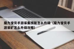 魔力宝贝手游采集技能怎么升级（魔力宝贝手游采矿怎么升级攻略）